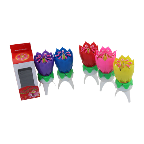 Birthday Candle Rotating Lotus Flower Candle